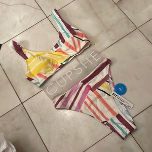 Cupshe NWT Striped Bikini